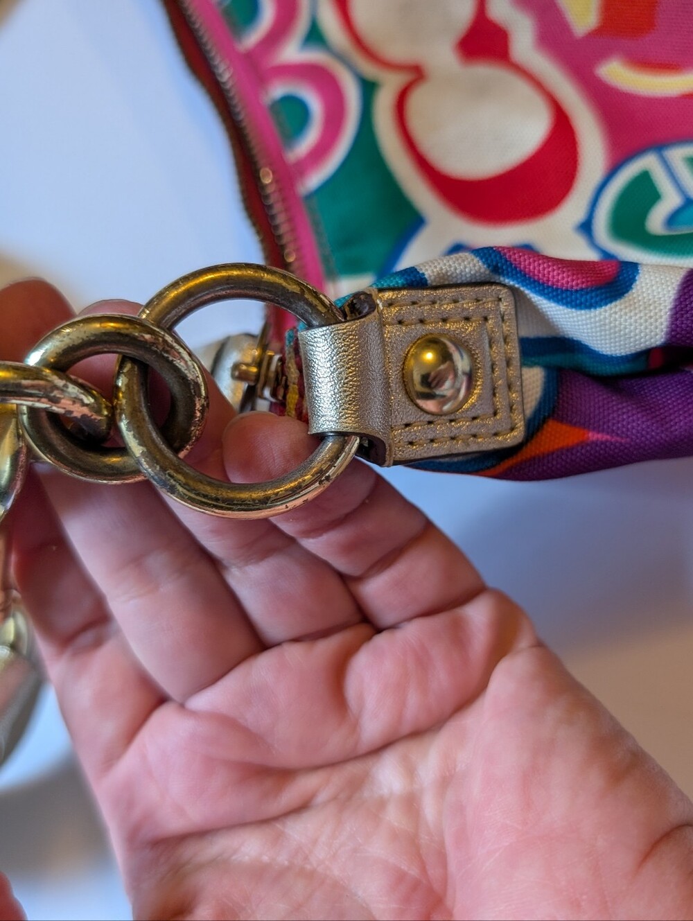 Coach Poppy Multicolor Signature Pattern Crossbody Bag in Gold Trim - Picture 10 of 15